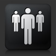 Black Square Button with Small Group of People N2