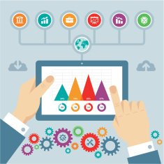 Infographic Concept with Icons & Hands in Flat Design Style N2