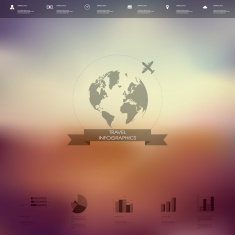 Blurred background user interface with globe badge and ribbon element N2