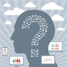 Infographic Concept with a Human Head & Displays