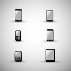 Set of Modern and Vintage Mobile Gadget Illustrations