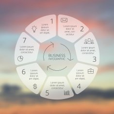 Circle line infographic on vector blur background N10