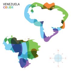 Abstract vector color map of Venezuela with transparent paint effect