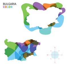 Abstract vector color map of Bulgaria with transparent paint effect