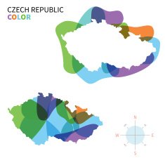 Abstract vector color map of Czech Republic with transparent paint