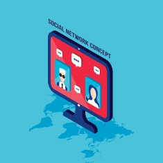 Social network and technology concept Modern flat isometric design N7