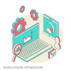 Isometric design modern concept of website analytics and SEO data N9