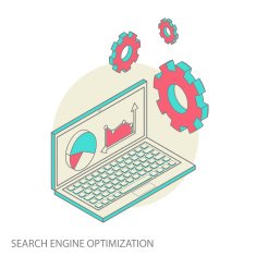 Isometric design modern concept of website analytics and SEO data N10
