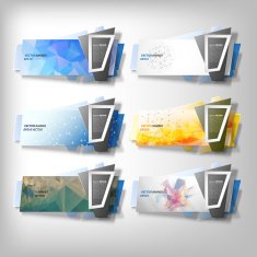 Big Infographic banners set origami styled vector N9