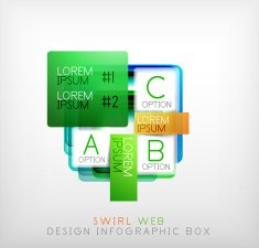 Vector square geometric shaped web design boxes N7