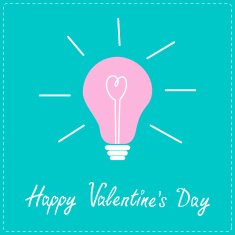 Pink bulb with heart inside Idea concept Happy Valentines Day