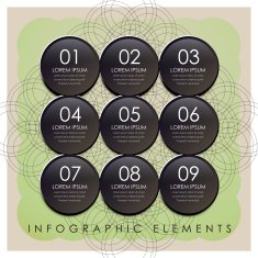 black plastic circle label infographic elements