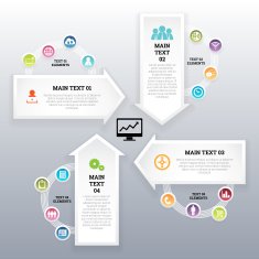 Four Continuous Arrow Infographic Elements