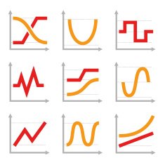 Digital And Analog Colorful Charts Diagrams Red Orange Vector Set N2