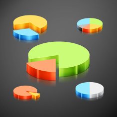Metallic infographics pie graph set