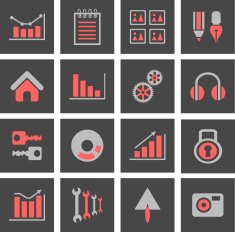 Icons with charts and graphs