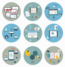 Flat icons for web and mobile business strategy concept mobile applications