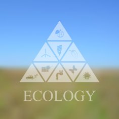 Vector blurred landscape with eco icons