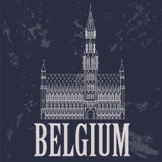 Belgium landmarks Retro styled image N2
