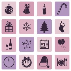 Vector Set of New Year and Christmas Icons N16