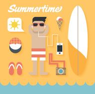 Vector illustration Flat Icons Set of Summer Holiday N2