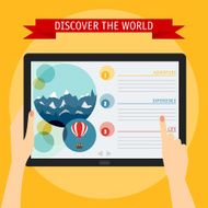 hands holding tablet Flat design style