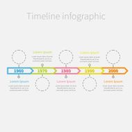 Timeline Infographic ribbon arrows dashed circles and text Template Flat