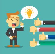 Businessman feedback Like and dislike Vector flat illustration