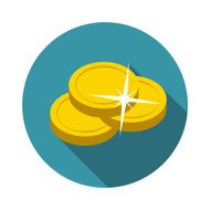 Flat Design Concept Vector Coin Illustration With Long Shadow