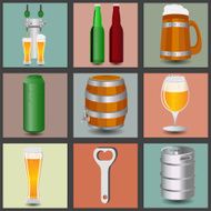 Set icons beer equipment for creating your own infographics N2