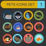 Domestic pets and vet healthcare flat icons set N4