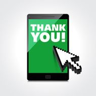 Thank you words display on High-quality smartphone screen