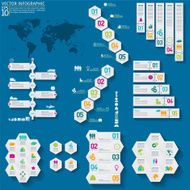 Colourful Geometric Hexagon Infographic On Blue Background N12