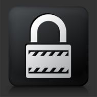 Black Square Button with Security Lock Icon N34