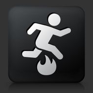 Black Square Button with Jumping Fires Icon N2