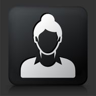 Black Square Button with Female Face Icon N42