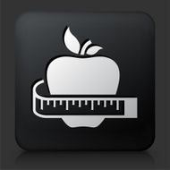 Black Square Button with Healthy Apple