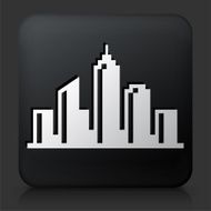 Black Square Button with Cityscape Icon N15