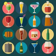 Alcohol drinks icons 16 flat icons set N9