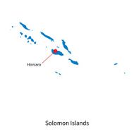 Detailed vector map of Solomon Islands and capital city Honiara N2
