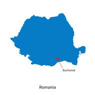Detailed vector map of Romania and capital city Bucharest N2