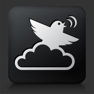 Black Square Button with Communication Cloud Computing Icon