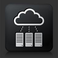 Black Square Button with Servers Cloud Computing Icon