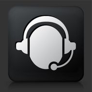 Black Square Button with Customer Support Icon N2