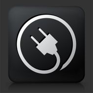 Black Square Button with Plug Icon