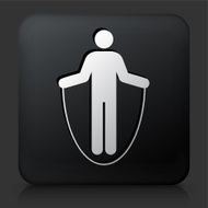 Black Square Button with Jump Rope Icon N2