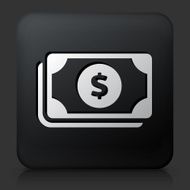 Black Square Button with Cash Money Icon N2