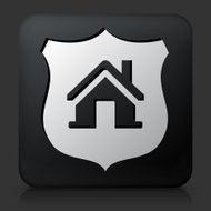 Black square button with House and Shield