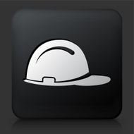 Black Square Button with Construction Helmet Icon