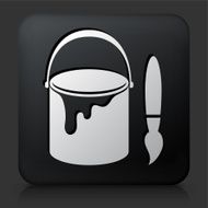 Black Square Button with Bucket &amp; Paintbrush Icon